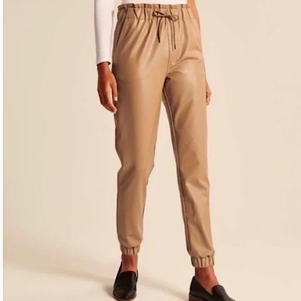 Abercrombie & Fitch Tan Faux Leather Jogger Pants